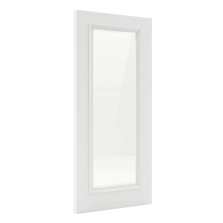 Internal White Primed Fully-Glazed Door with Clear Bevelled Glass - 1981 x 762 x 35mm - Wellington - XL Joinery