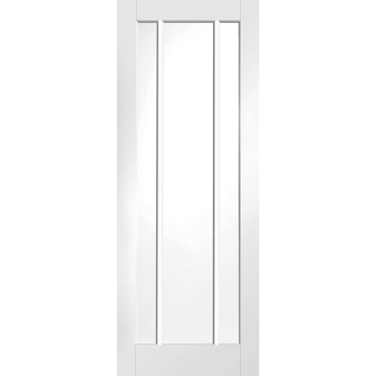 Internal White Primed Glazed 3-Panel Door with Clear Glass - 1981 x 686 x 35mm - Worcester - XL Joinery