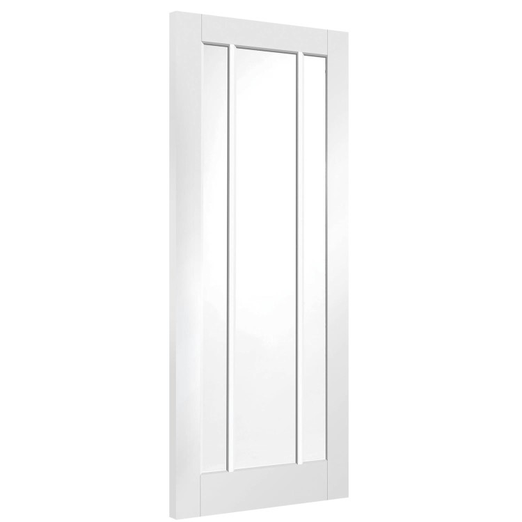 Internal White Primed Glazed 3-Panel FD30 Fire Door with Clear Glass - 1981 x 838 x 44mm - Worcester - XL Joinery