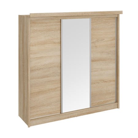 Evana Oslo Mirror And Oak Freestanding Sliding Wardrobe With