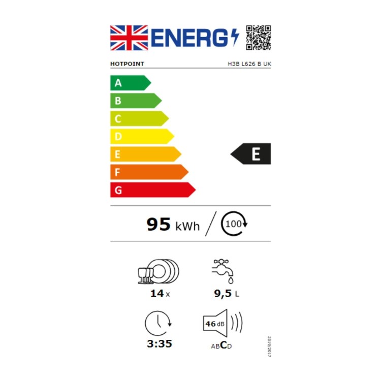 Refurbished Hotpoint H3BL626BUK 14 Place Semi Integrated Dishwasher