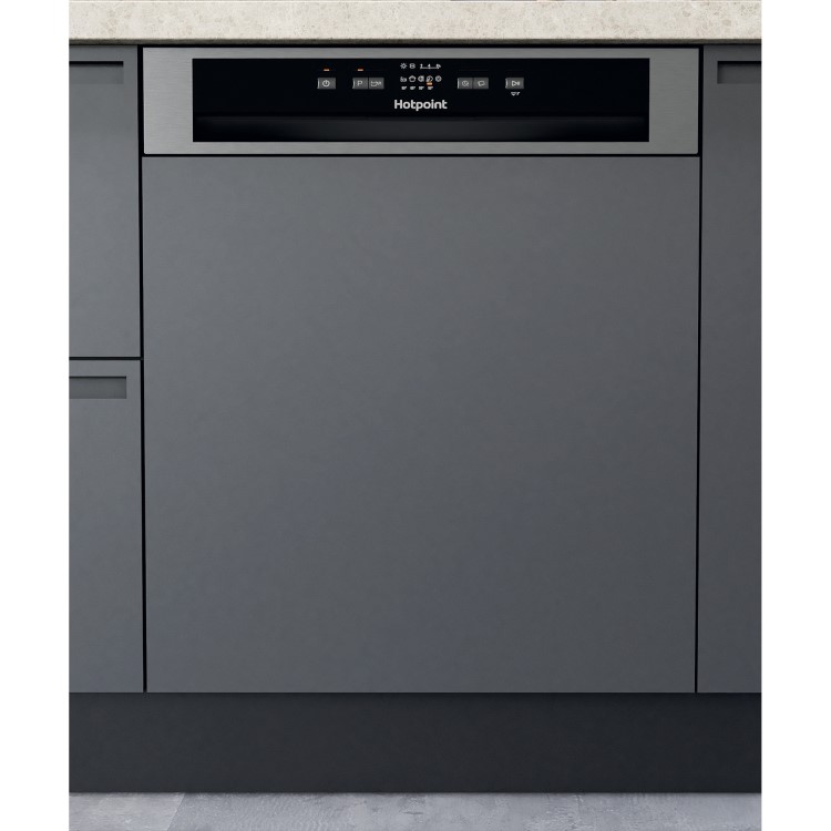 Refurbished Hotpoint Semi-Integrated Dishwasher - Silver, Inverter Motor