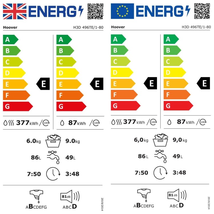 Hoover H-Wash 300 9kg Wash 6kg Dry 1400rpm  Washer Dryer - White