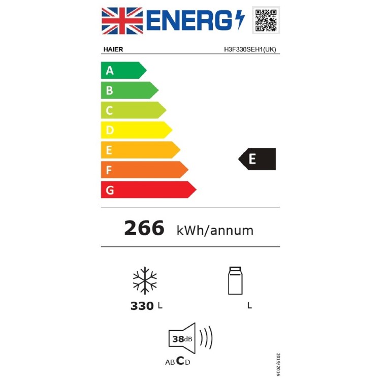 Refurbished Haier Instaswitch H3F330SEH1 Freestanding 330 Litre Upright Freezer Silver