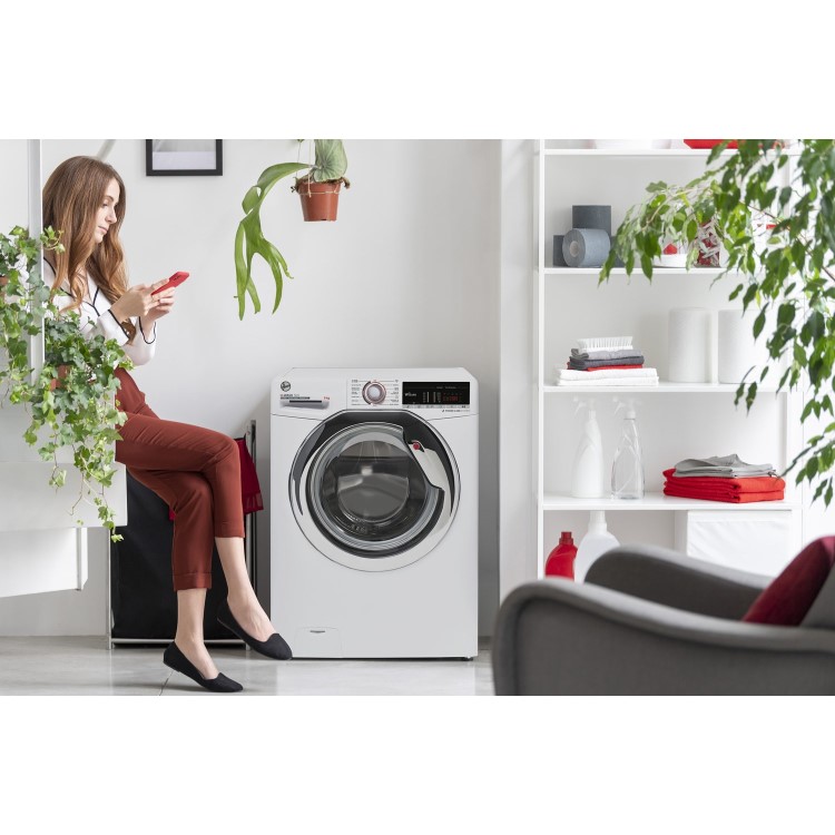 Refurbished Hoover H-WASH 300 H3WS495TACE-80 Freestanding 9KG 1400 Spin Washing Machine White