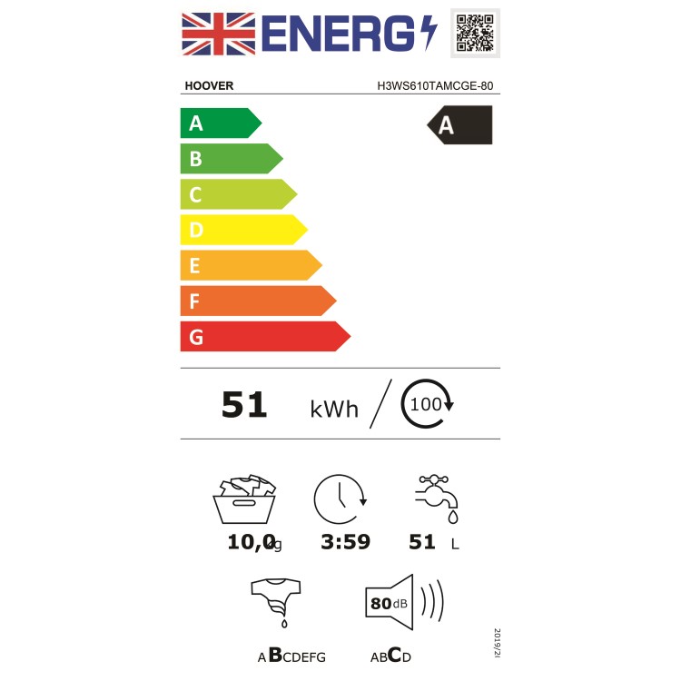Hoover 10kg 1600rpm Freestanding Washing Machine - Graphite