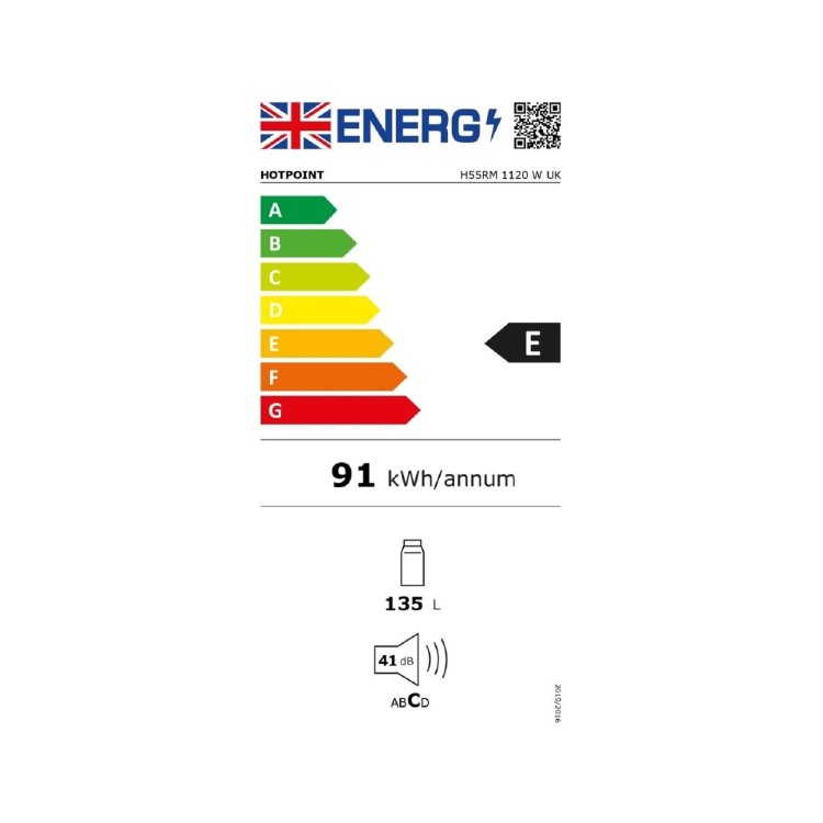 Hotpoint 135 Litre Freestanding Under Counter Fridge - White