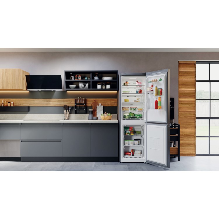 Refurbished Hotpoint 5HX82OSX Freestanding 335 Litre 60/40 Frost Free Fridge Freezer Stainless Steel