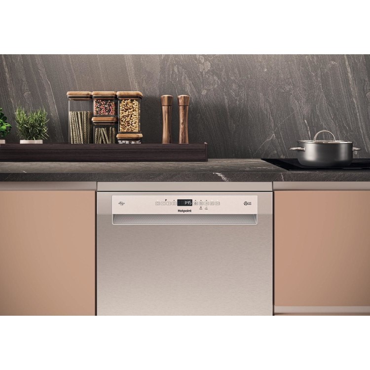 Refurbished Hotpoint Maxi Space Freestanding Dishwasher - C-Rated, Silver