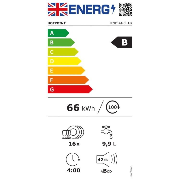 Hotpoint Maxi Space Integrated Dishwasher - B-Rated Black Control Panel