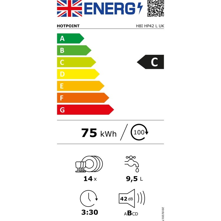 Refurbished Hotpoint Hydroforce H8IHP42LUK 14 Place Fully Integrated Dishwasher