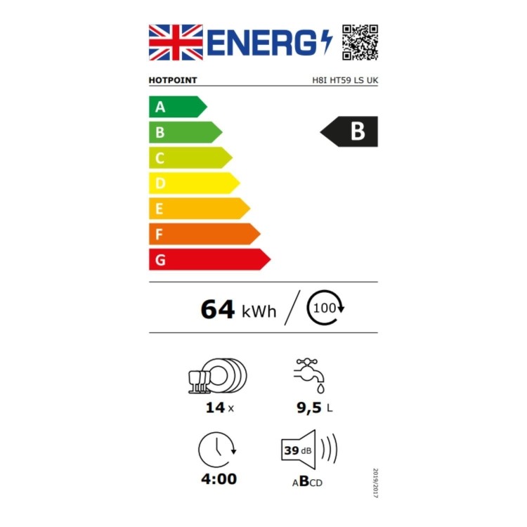 Refurbished Hotpoint Hydroforce Integrated Dishwasher - B-Rated Black control panel
