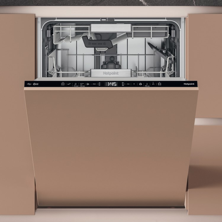 Refurbished Hotpoint Hydroforce Integrated Dishwasher - B-Rated Black control panel