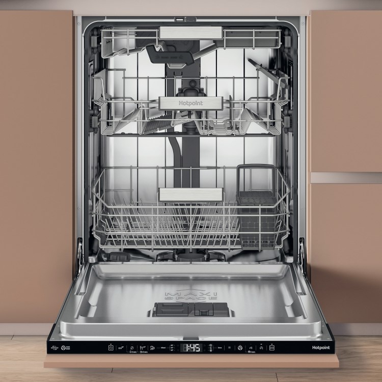 Refurbished Hotpoint Hydroforce Integrated Dishwasher - B-Rated Black control panel