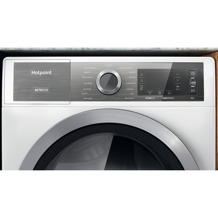 Refurbished Hotpoint AutoDose H8W946WBUK Freestanding 9KG 1400 Spin Washing Machine White