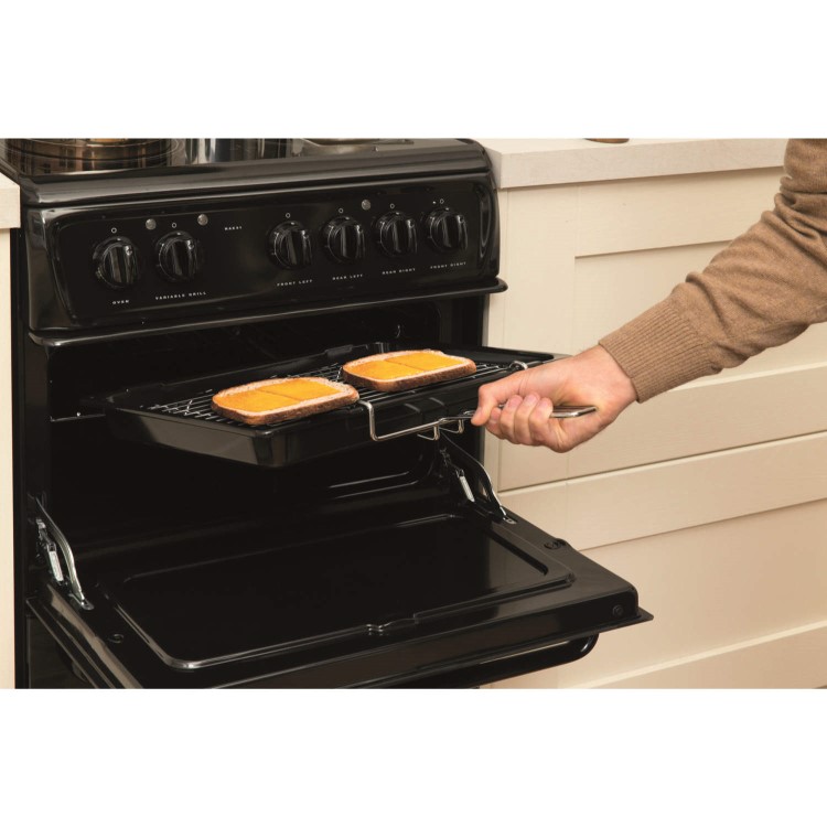 Hotpoint HAE51KS 50cm Double Cavity Electric Cooker With Ceramic Hob Black