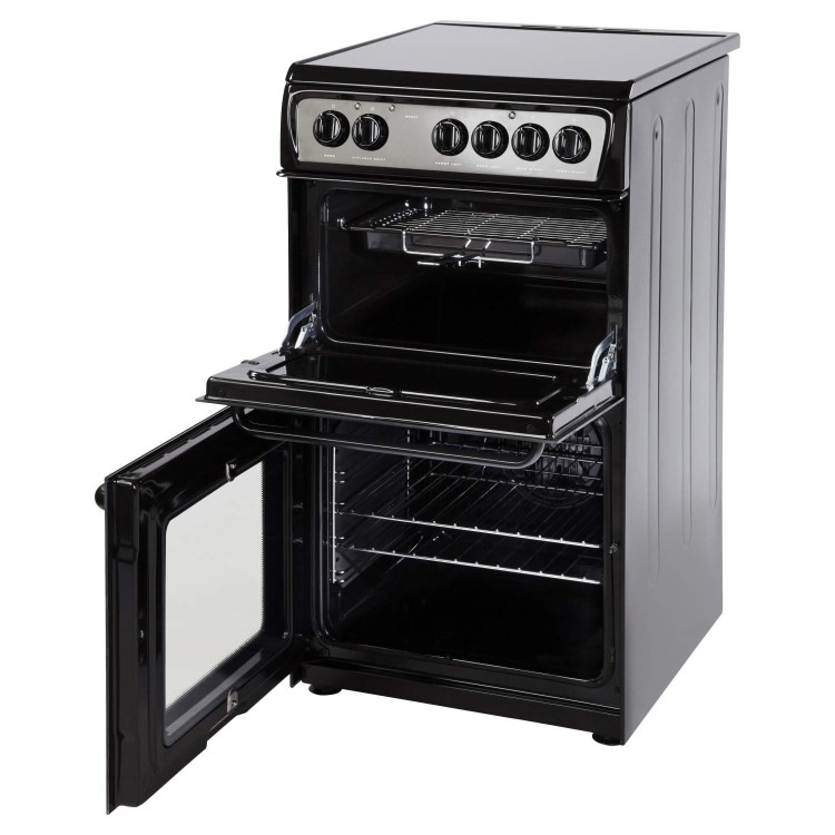 Hotpoint HAE51KS 50cm Double Cavity Electric Cooker With Ceramic Hob Black