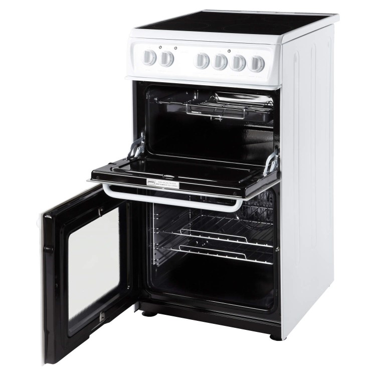 Hotpoint HAE51PS 50cm Wide Double Cavity Electric Cooker With Ceramic Hob White