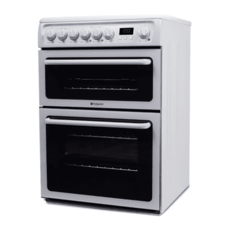 Refurbished Hotpoint HAE60P 60cm Double Oven Electric Cooker White