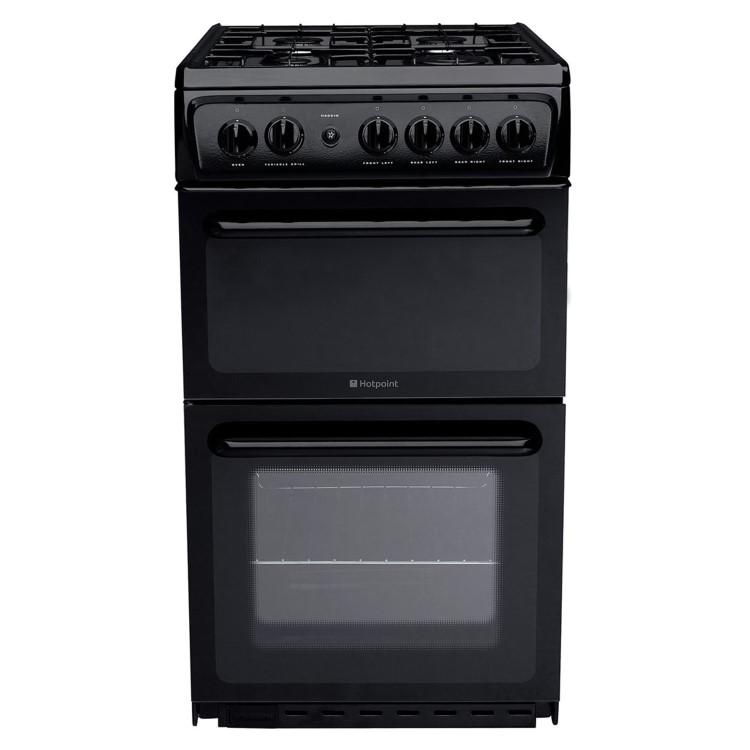 Hotpoint HAG51K 50cm Twin Cavity Gas Cooker - Black