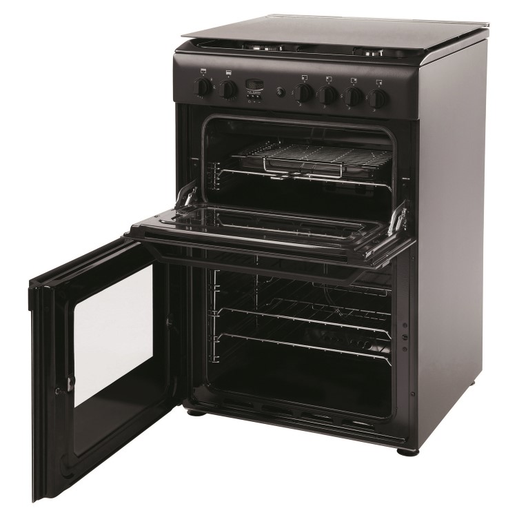 Hotpoint HAG51K 50cm Twin Cavity Gas Cooker - Black