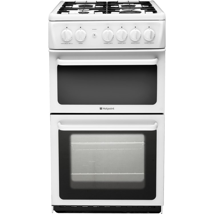 Hotpoint HAG51P 50cm Twin Cavity Gas Cooker White