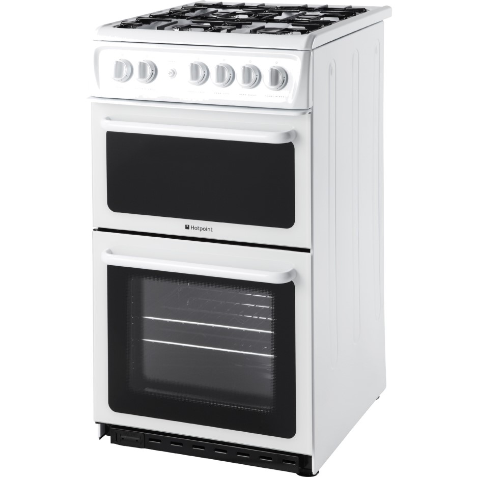 Hotpoint HAG51P 50cm Twin Cavity Gas Cooker White BuyItDirect.ie