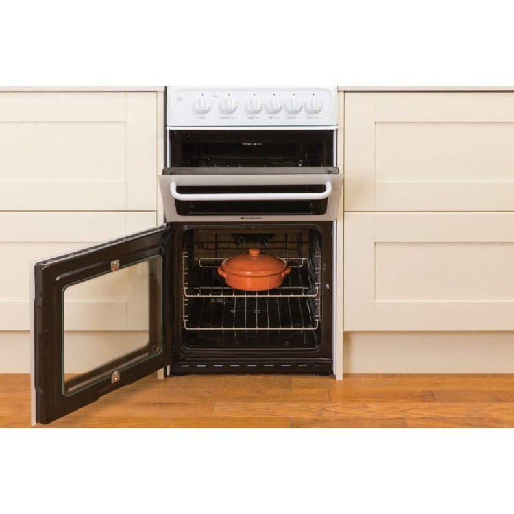 Hotpoint HAGL51P 50cm Double Cavity Gas Cooker - White