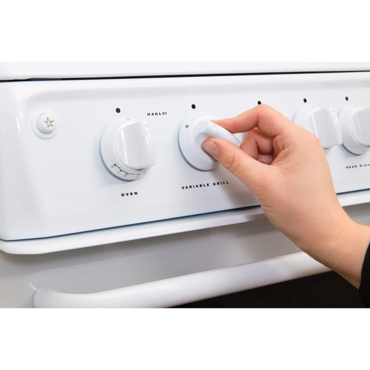 Hotpoint HAGL51P 50cm Double Cavity Gas Cooker - White