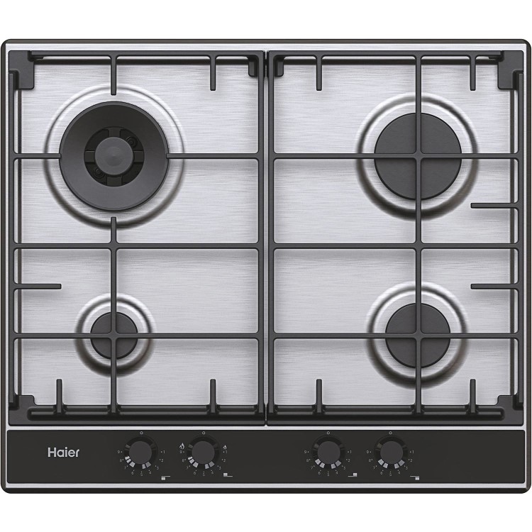 Refurbished Haier HAHG6BR4S2X 60cm 4 Burner Gas Hob Stainless Steel