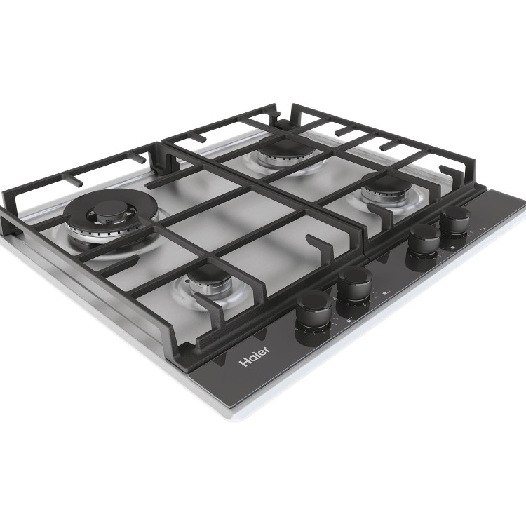 Refurbished Haier HAHG6BR4S2X 60cm 4 Burner Gas Hob Stainless Steel