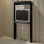 GRADE A1 - Black Glass Cabinet with Cistern & Pneumatic Dual Flush Button for Back to Wall Toilets - Hako