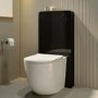 GRADE A1 - Black Glass Cabinet with Cistern & Pneumatic Dual Flush Button for Back to Wall Toilets - Hako