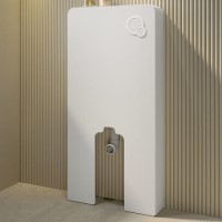 GRADE A1 - White Glass Cabinet with Cistern & Pneumatic Dual Flush Button for Back to Wall Toilets - Hako