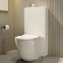 GRADE A1 - White Glass Cabinet with Cistern & Pneumatic Dual Flush Button for Back to Wall Toilets - Hako