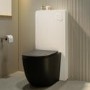 GRADE A1 - White Glass Cabinet with Cistern & Pneumatic Dual Flush Button for Back to Wall Toilets - Hako