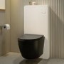 GRADE A1 - White Glass Cabinet with Cistern, Frame & Pneumatic Dual Flush Button for Wall Hung Toilets - Hako