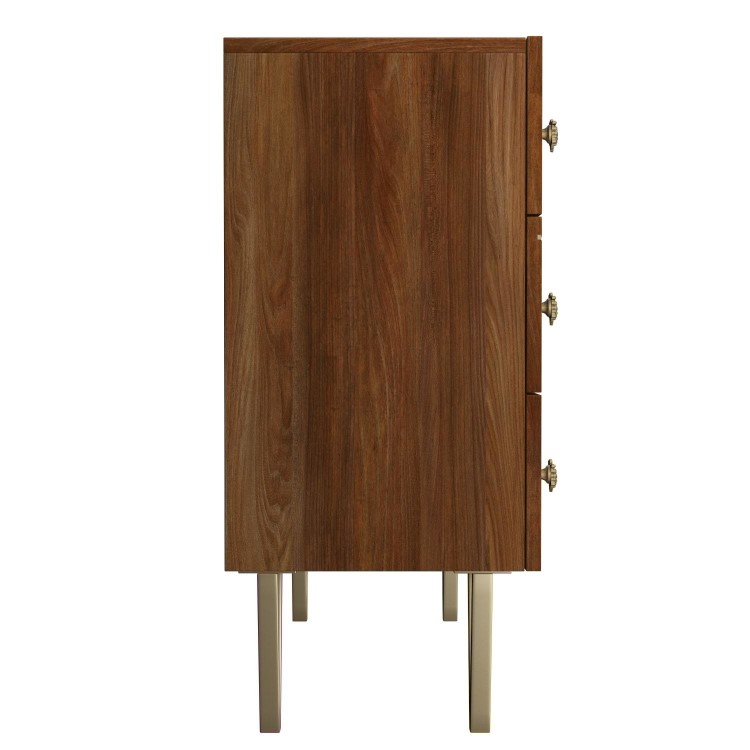 GRADE A1 - Halo 3 Drawer Chest of Drawers with Brass Inlay in Natural Honey 