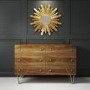 Wide Mango Wood Chest of 6 Drawers with Hairpin Legs - Halo