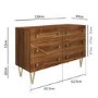 Wide Mango Wood Chest of 6 Drawers with Hairpin Legs - Halo
