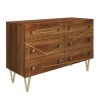 Wide Mango Wood Chest of 6 Drawers with Hairpin Legs - Halo