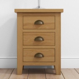 Harrington Solid Oak Bedside Table With 3 Drawers Buy It Direct