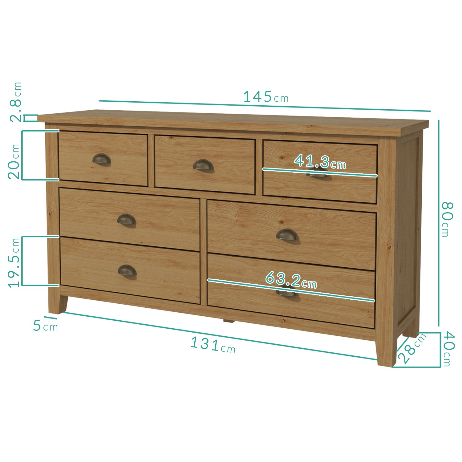 Harrington Solid Oak Wide Chests Of Drawers Buy It Direct