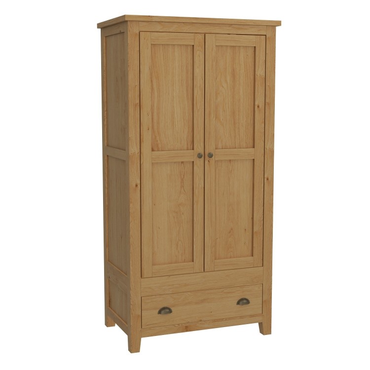 Harrington Solid Oak 2 Door 1 Drawer Wardrobe