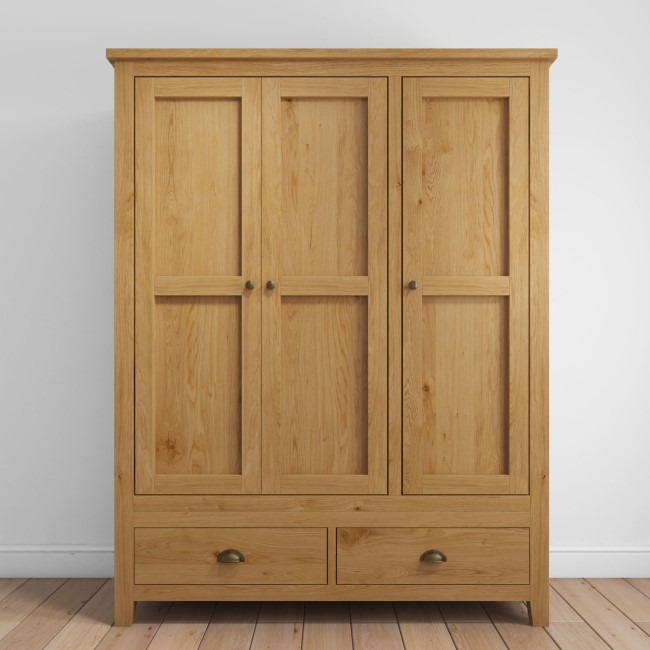 Harrington Solid Oak 3 Door 2 Drawer Wardrobe