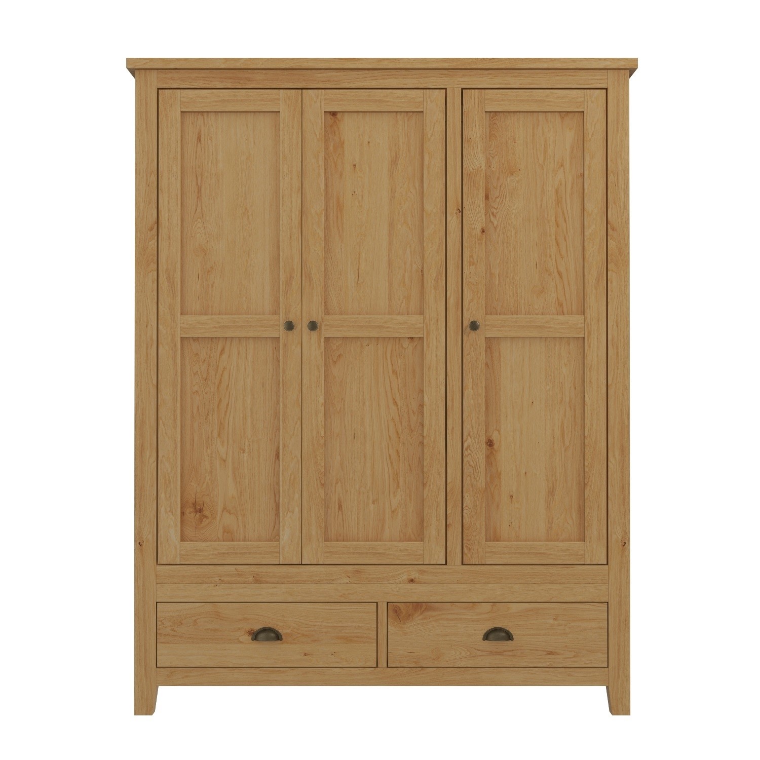 Harrington Solid Oak 3 Door 2 Drawer Wardrobe Buy It Direct