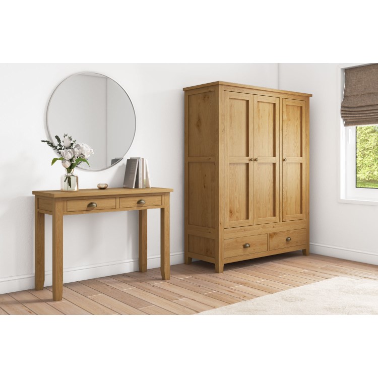 Harrington Solid Oak 3 Door 2 Drawer Wardrobe