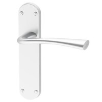 Internal Silver Satin Chrome Bathroom Lever Door Handle with Lock, Latch and Hinges Pack - 65mm Latch - Havel - XL Joinery