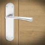 Internal Silver Satin Chrome Bathroom Lever Door Handle with Lock, Latch and Hinges Pack - 65mm Latch - Havel - XL Joinery
