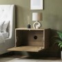 Wide Oak Floating Bedside Table with Storage - Hazel